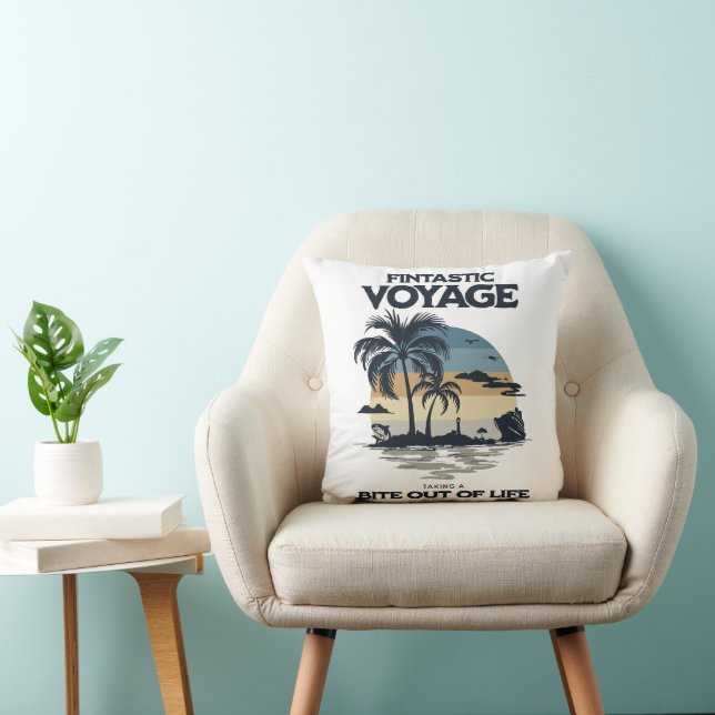 Fintastic Voyage Taking a Bite Out of Life Cushion (Chair)