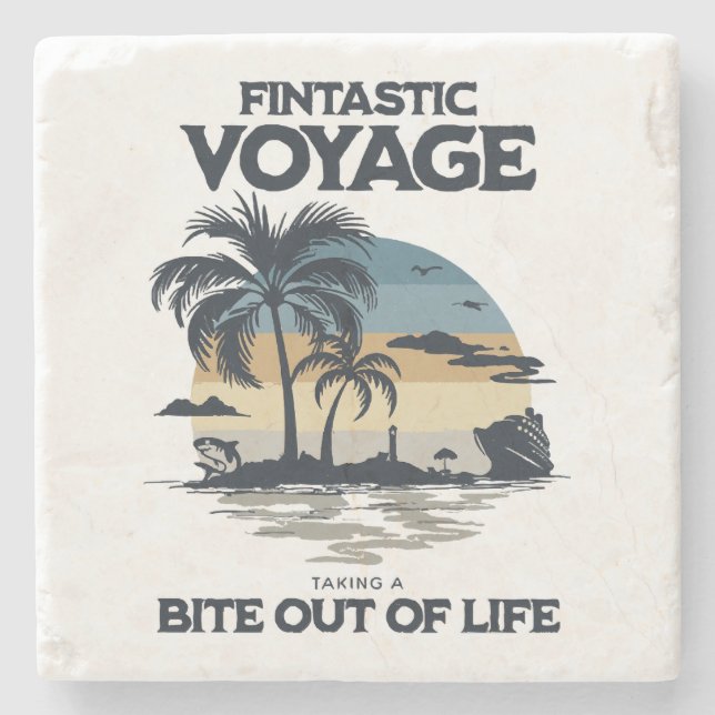 Fintastic Voyage Taking a Bite Out of Life Stone Coaster (Front)