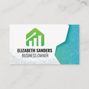 FinTech Bar Graph Logo Geometric Patterns Business Card