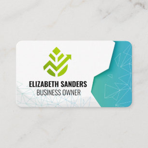 Fintech Green   Geometric Patterns Business Card