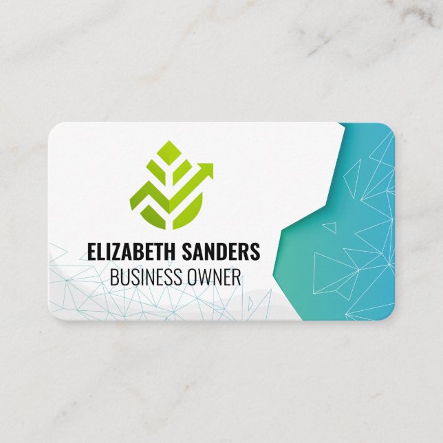 Fintech Green | Geometric Patterns Business Card (Front)