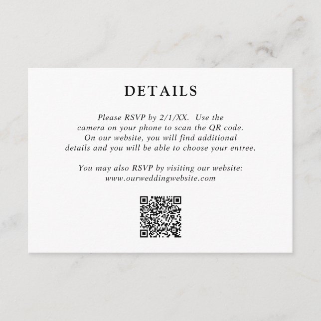 Fiona Black and White Bold Monogram Modern Wedding Enclosure Card (Front)