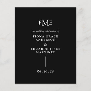 Fiona Black Bold Monogram Modern Wedding Flyer