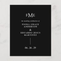 Fiona Black Bold Monogram Modern Wedding Program