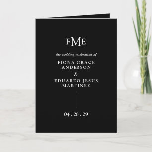 Fiona Black Bold Monogram Modern Wedding Programme