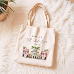 FIONA Charleston Bachelorette Canvas Tote Bag<br><div class="desc">This Charleston bachelorette tote bag features cute and colourful watercolor buildings with an elegant script font. This tote is the perfect gift for your bachelorette weekend!</div>