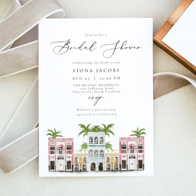 FIONA Charleston Rainbow Row Bridal Shower Invitation (Creator Uploaded)