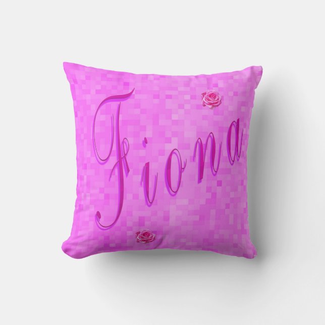 Fiona Name Logo On Pink Mosaic, Cushion (Front)