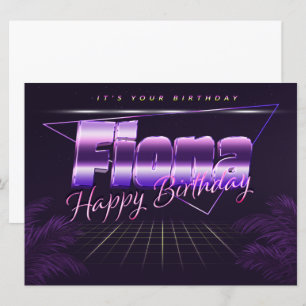 Fiona Name Vorname lila retro Karte Geburtstag Card