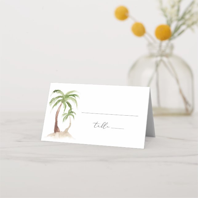 FIONA Palm Tree Beach Tropical Place Card (Front)