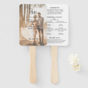 Fiona Photo Bold Monogram Modern Wedding Hand Fan