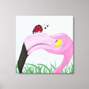 Fiona The Flamingo And Her Visitor Canvas Print