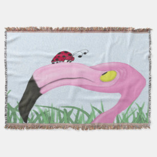 Fiona The Flamingo And Her Visitor Throw Blanket