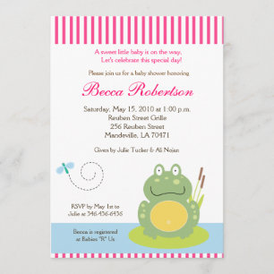 Fiona the Pond Frog (Green) Baby Shower Invite