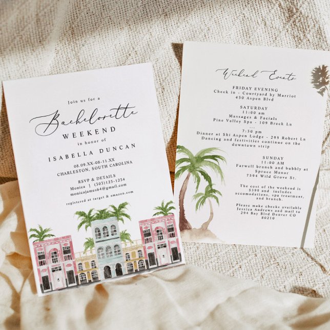 FIONA Watercolor Charleston SC Bachelorette Invitation (Creator Uploaded)