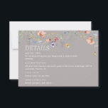 Fiona Wildflower In Bloom Floral Wedding Details  Advice Card<br><div class="desc">This template is part of the Fiona collection chraacterised by watercolor spring and summer wildflowers and floral modern high-class fonts that shape the trends of the present and future festive events. With countless customisation options,  this template is easily customisable to all events and easy to match with your colours.</div>