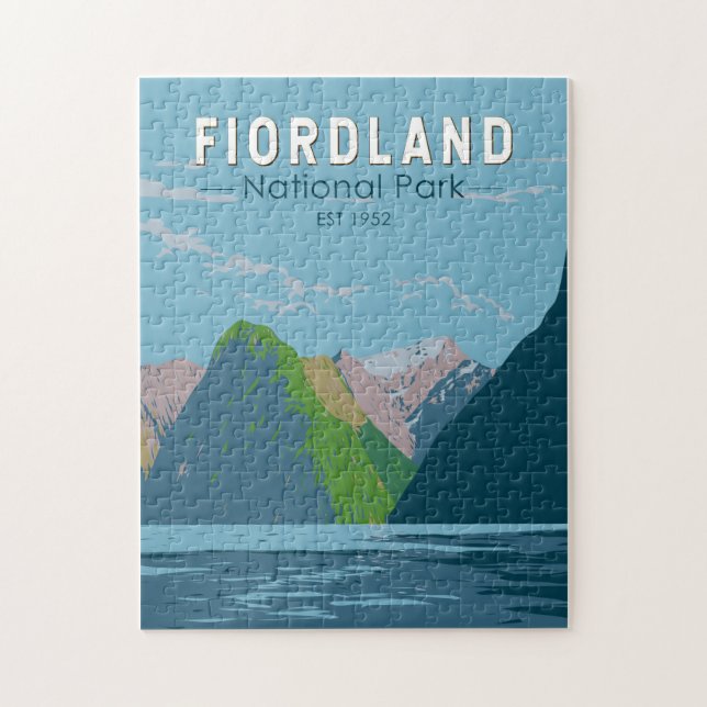 Fiordland National Park New Zealand Travel Art Jigsaw Puzzle (Vertical)