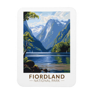 Fiordland National Park Travel Art Vintage Magnet