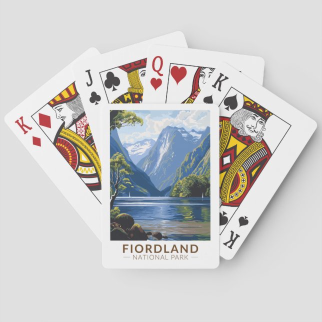 Fiordland National Park Travel Art Vintage Playing Cards (Back)