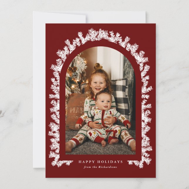 Fir Arch Christmas Photo Greeting Card (Front)