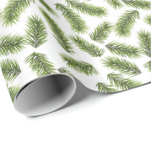 Fir Branch Pattern Christmas Wrapping Paper