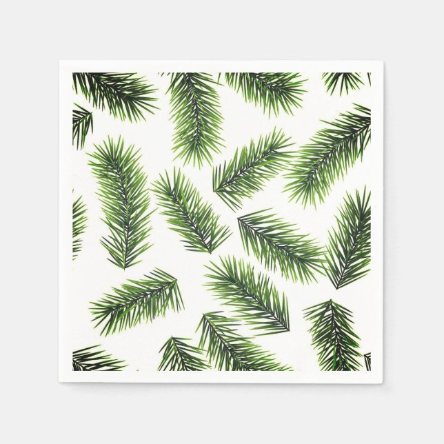 Fir Branch Pattern Green Christmas Napkin (Front)