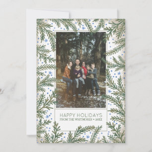 Fir Branches Happy Holidays Photo Holiday Card