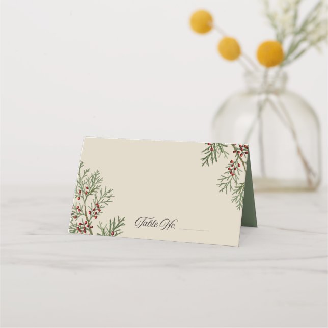 Fir Branches Holiday Place Cards (Front)