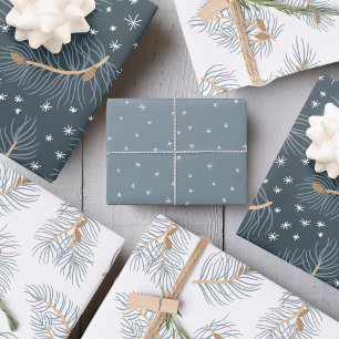 Fir branches with snowflakes   wrapping paper sheet