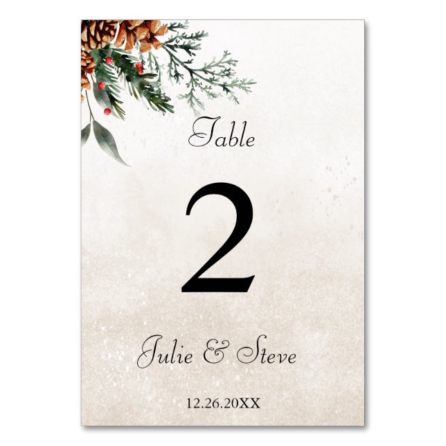 Fir cones wedding table number (Front)