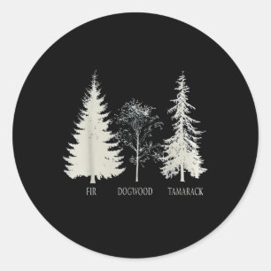 Fir Dogwood Tamarack Vintage Tree National Park  Classic Round Sticker