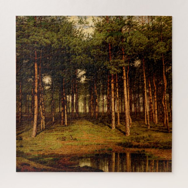 Fir Forest in Putte with Rabbits Jean  Lamorinière Jigsaw Puzzle (Vertical)