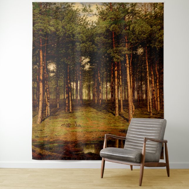 Fir Forest in Putte with Rabbits Jean  Lamorinière Tapestry (In Situ)
