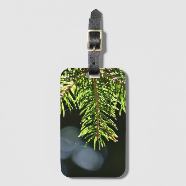 Fir pine needles with bokeh luggage tag (Front Vertical)