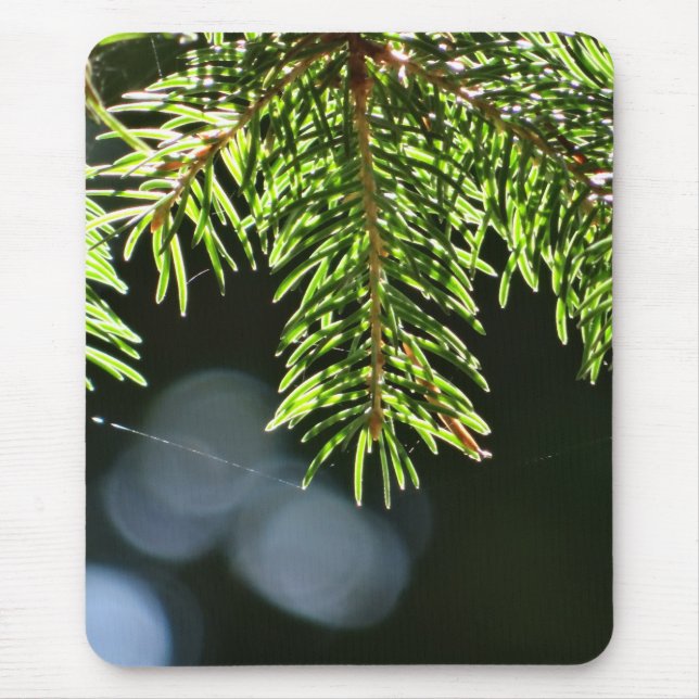 Fir pine needles with bokeh mouse pad (Front)