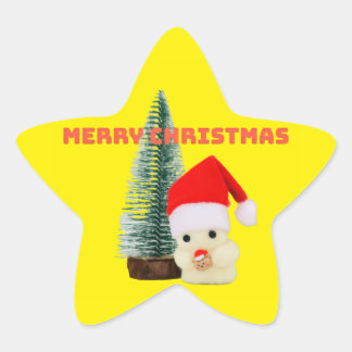 Fir Tree and Ghost Christmas Star Sticker