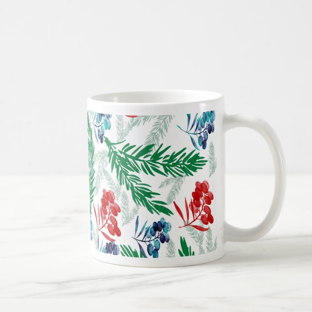 Fir Tree Branches with Berries Coffee Mug (Right)