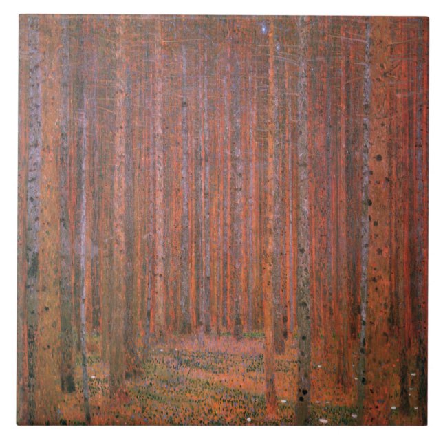 Fir Tree Forest (by Gustav Klimt) Tile (Front)