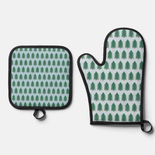 Fir Tree Forest  Oven Mitt & Pot Holder Set (Front)