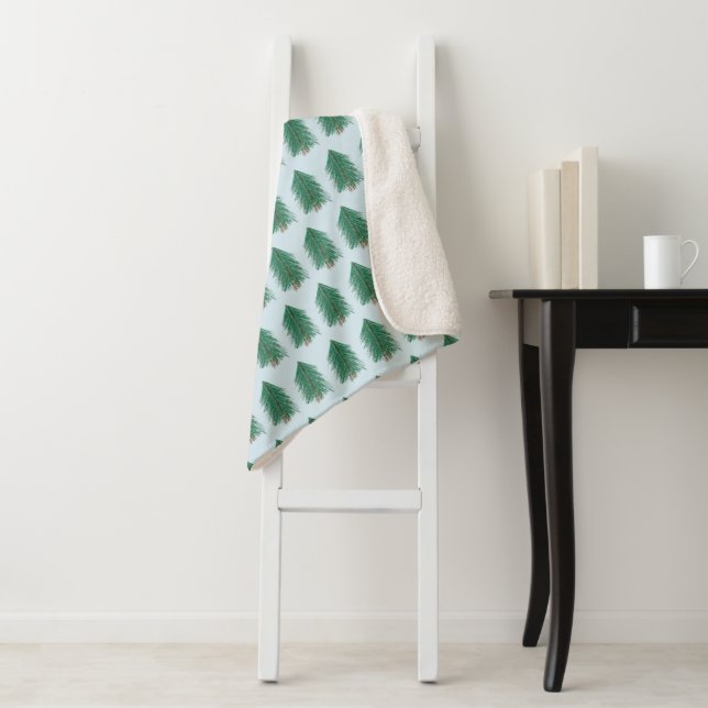 Fir Tree Forest Sherpa Blanket (In Situ)