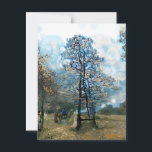 FIR TREE POSTCARD<br><div class="desc">An autumn art design of a fir tree and a person enjoying some peace and quiet.</div>