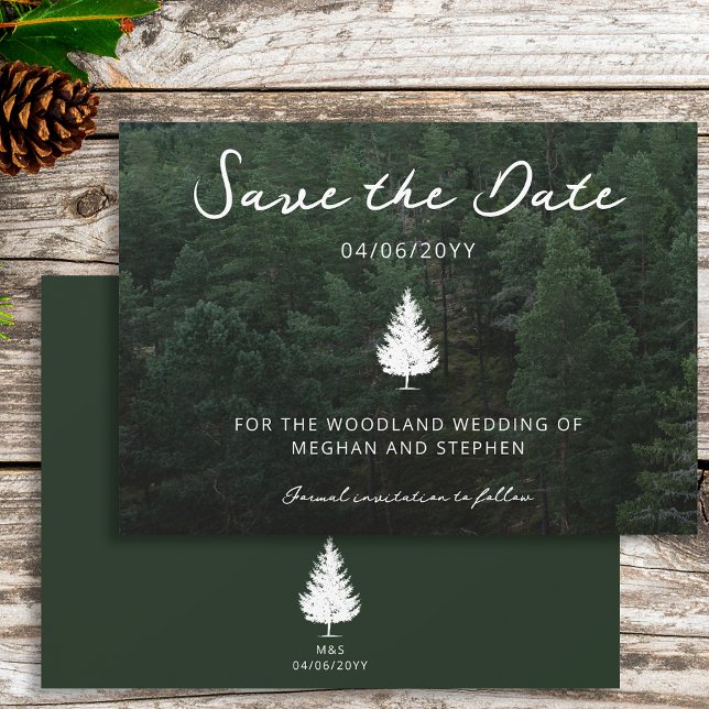 Fir Tree Silhouette Forest Landscape Photo Wedding Save The Date (Creator Uploaded)