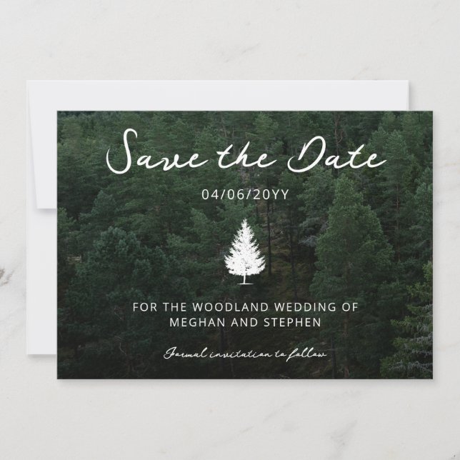 Fir Tree Silhouette Forest Landscape Photo Wedding Save The Date (Front)