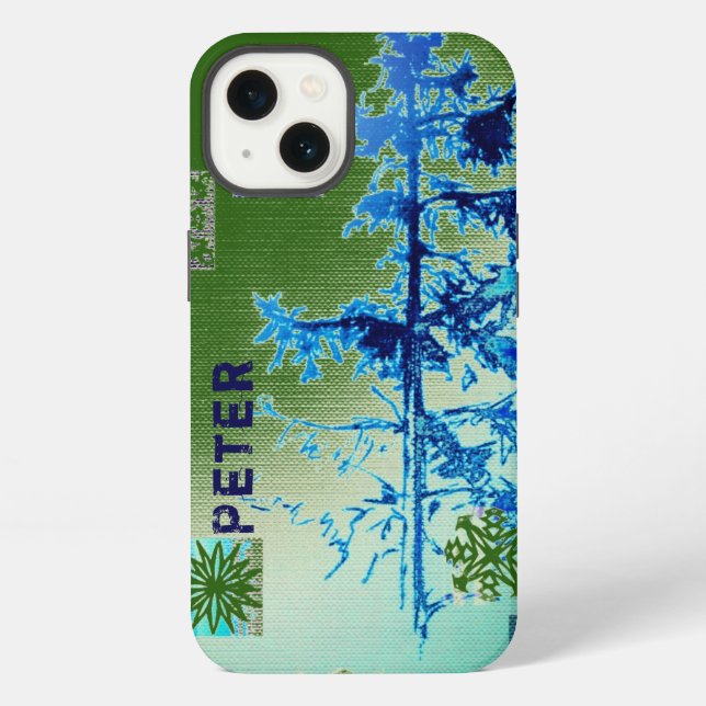 Fir Tree & Snowflakes & Your Name Case-Mate iPhone Case (Back)