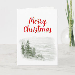 Fir Trees and Mountains Christmas Xmas Holiday Card