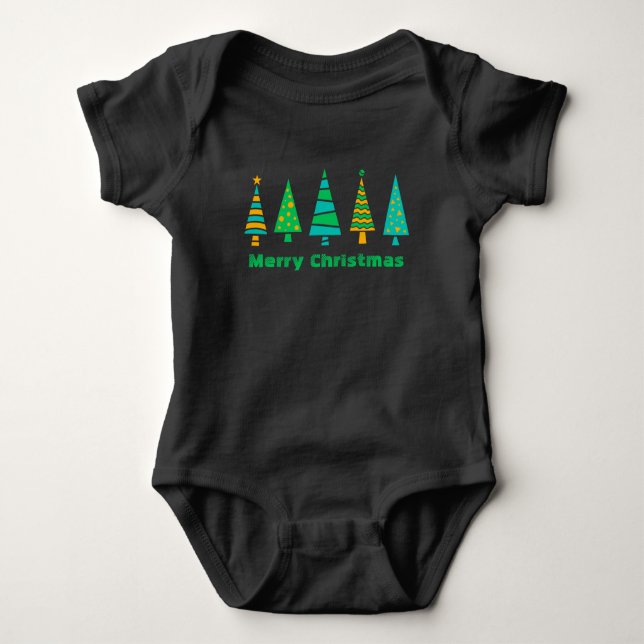 Fir Trees Christmas Baby Bodysuit (Front)