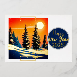 Fir trees in the snow - happy new year