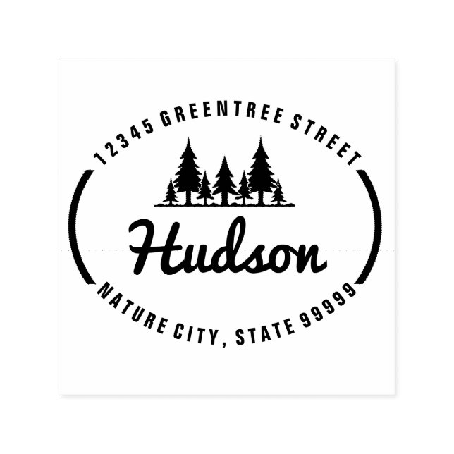 Fir Trees Oval Design ID304 Self-inking Stamp (Design)