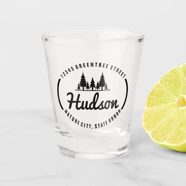 Fir Trees Oval Design ID304 Shot Glass (Front)