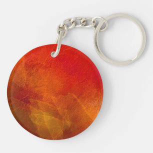 Fire - Abstract Background Art in Deep Orange Key Ring